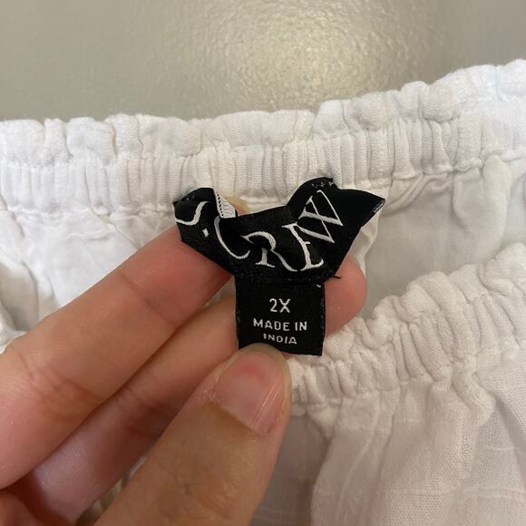 J. Crew Women's Size 2X White Textured Gauze Smocked Clio Top New with Tags - Picture 4 of 10